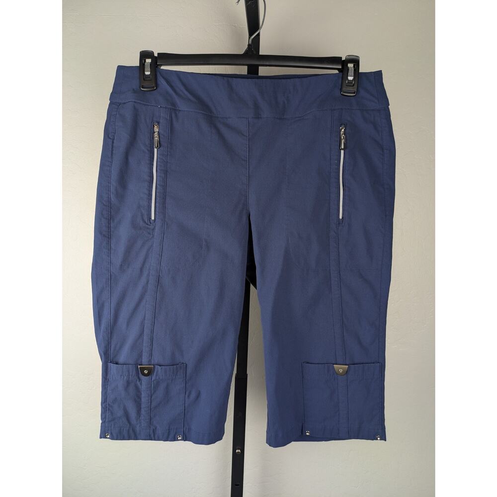 Jamie Sadock size 16 Navy Blue Golf Zippered Capri Pants Rayon Nylon Blend